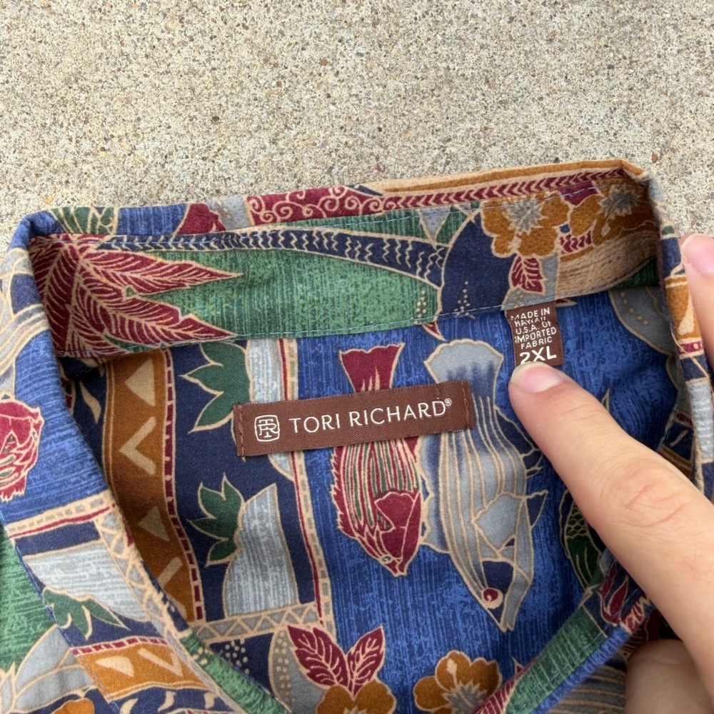 Tori Richard | Hawaiian Shirt Vintage Vibe Sea Turtle Fish Multicolor Mens 2XL - Picture 3 of 13